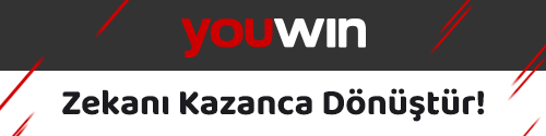 Youwin logosu ve zekanı kazanca dönüştür sloganı siyah beyaz arka plan üzerinde